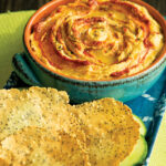 Golden Hummus with Sesame-Thyme Rice Crackers