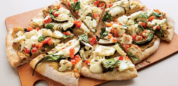 Indian Vegetable and Chickpea Pizza