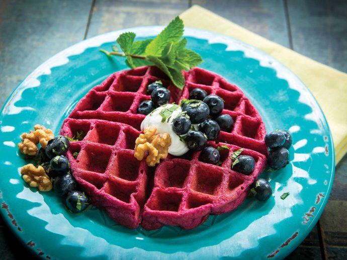 Beet Blueberry Waffles