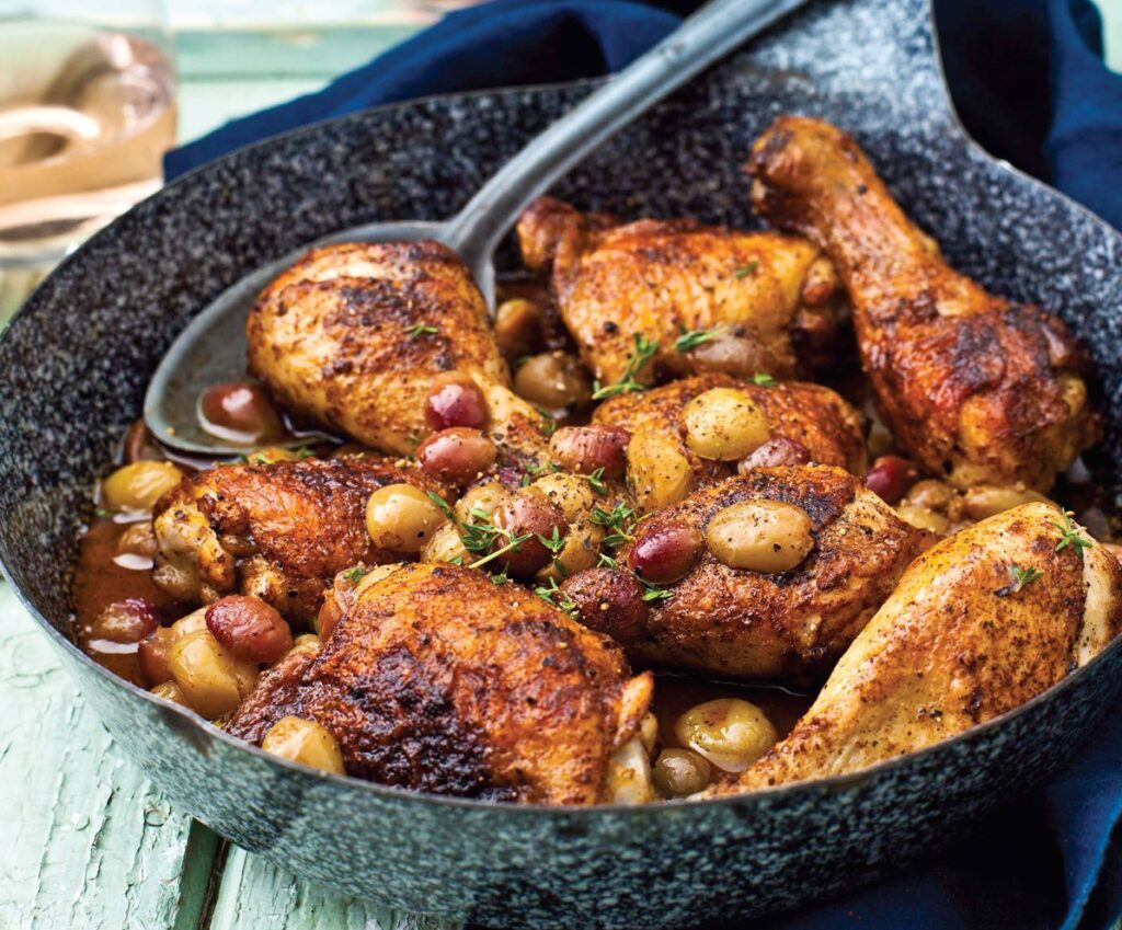 Roasted-Chicken-with-Pickled-Grapes