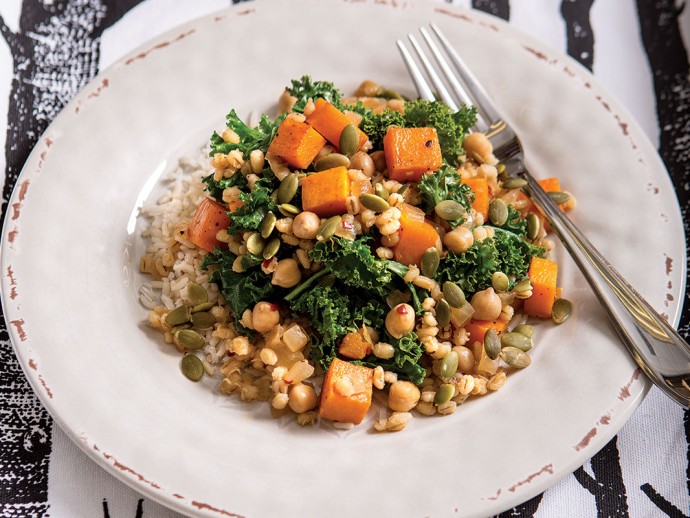 healthy-dinners-roasted-butternut-squash-with-barley-kale-and-chickpeas