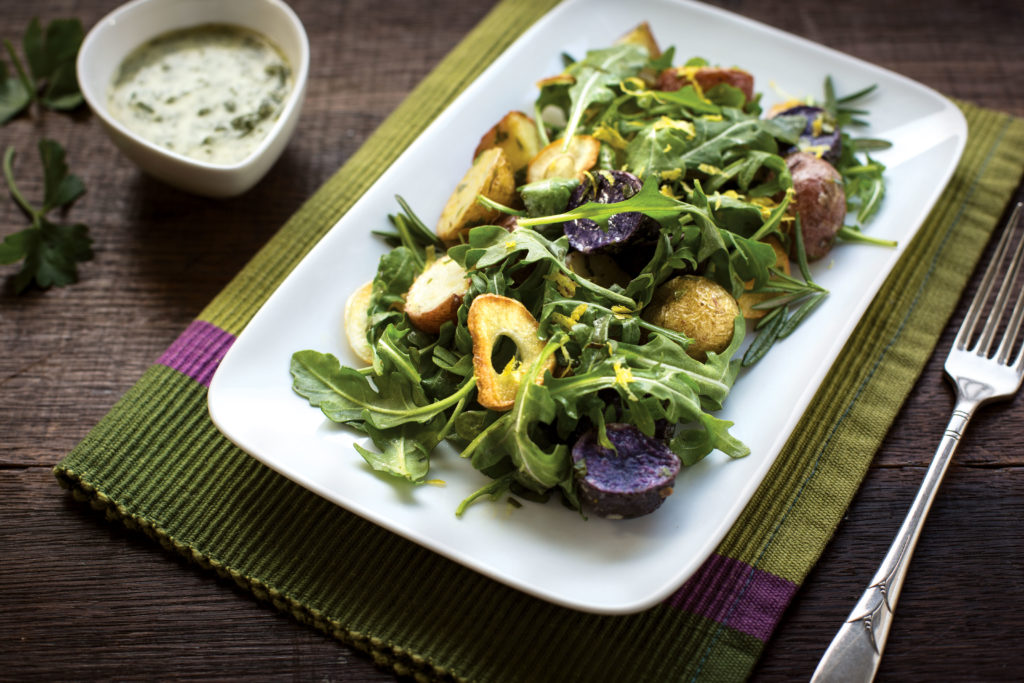 Roasted New Potatoes and Arugula Salad