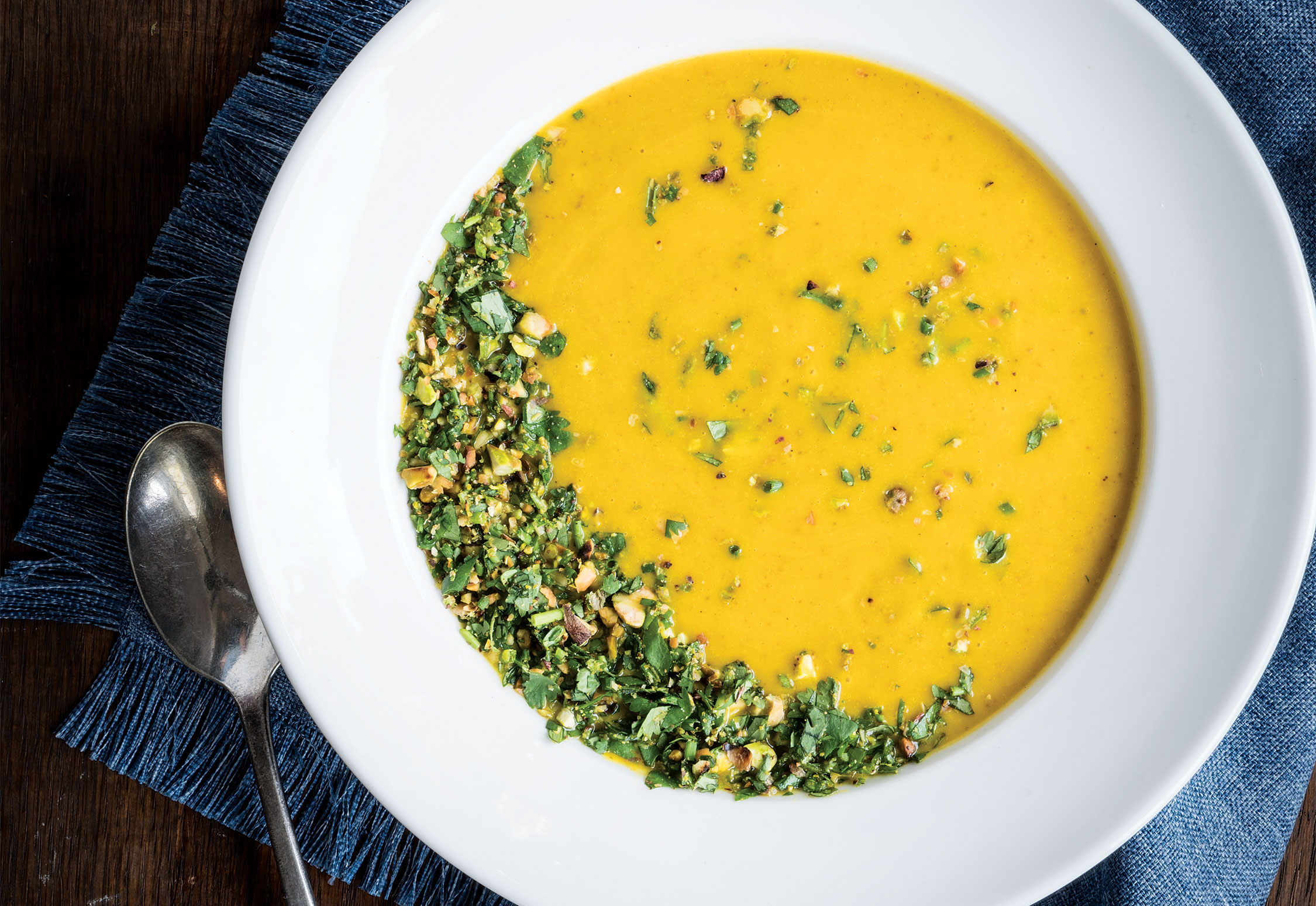 Jewel Yam Bisque with Toasted Nut Garnish