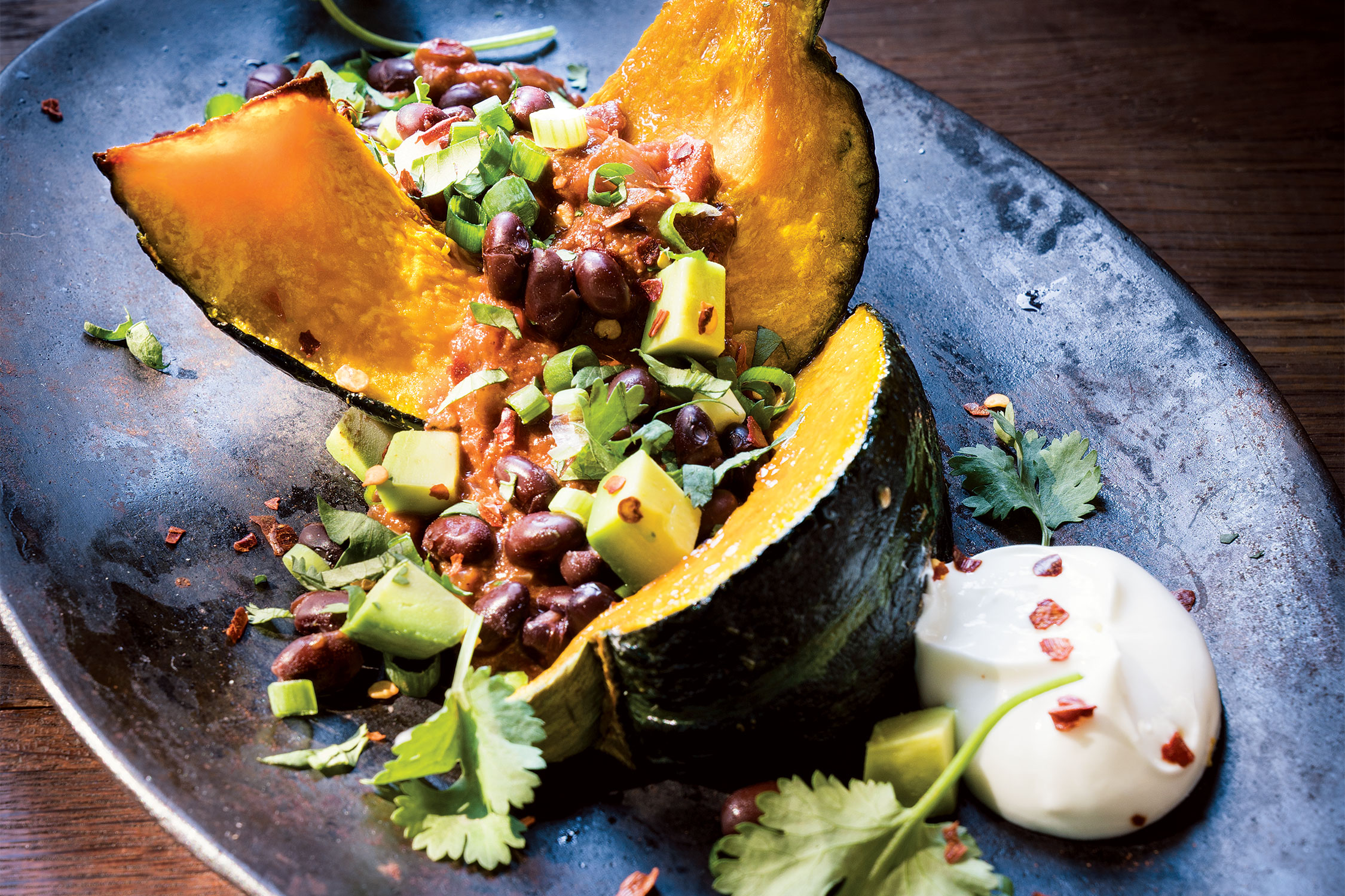 Stuffed Squash Laced with Smoky Rich Tomato Sauce