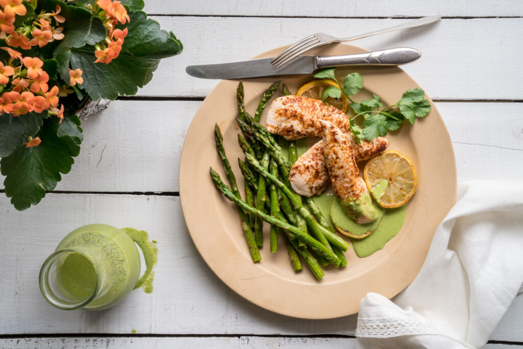 Roasted Asparagus and Chicken Tenders