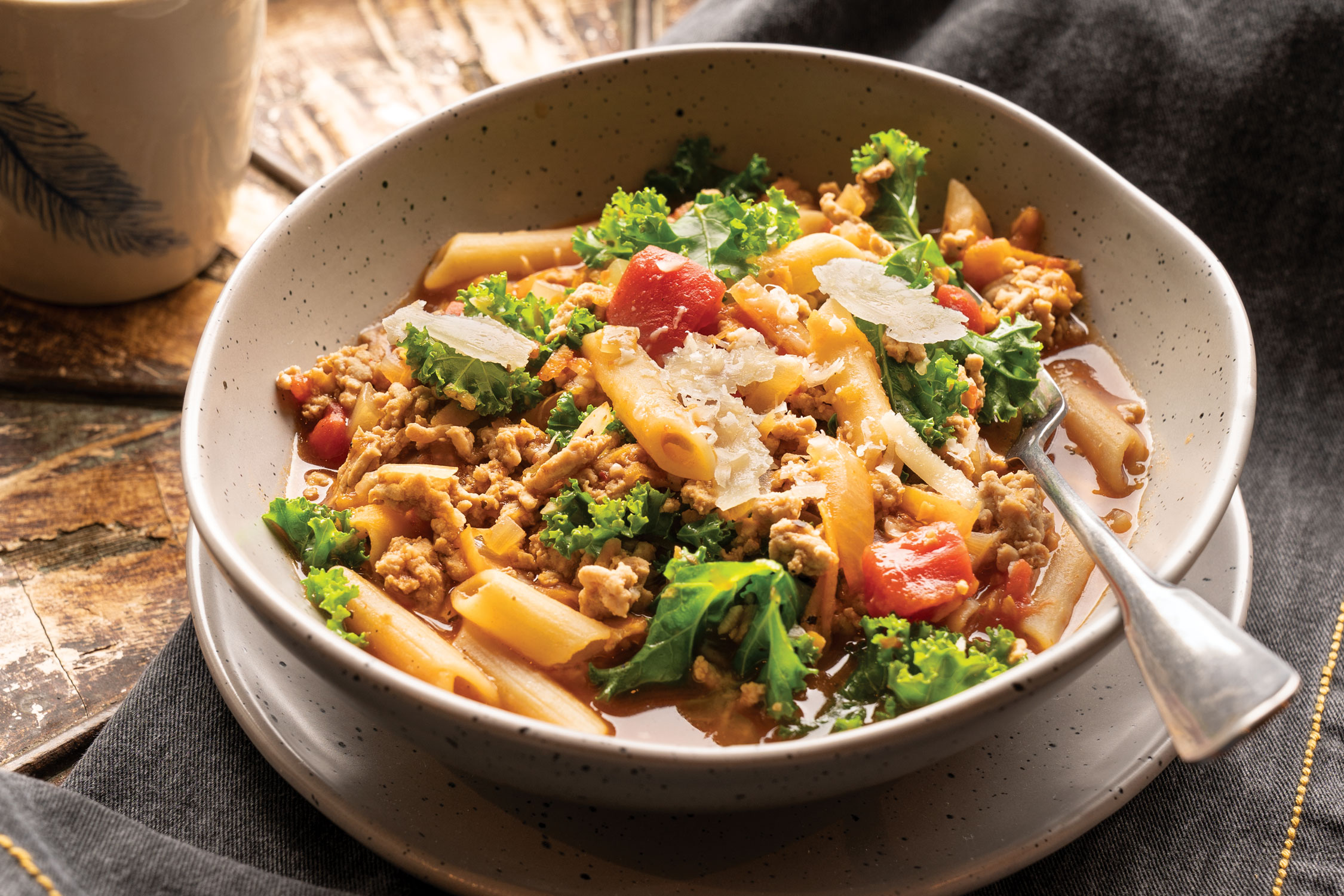 One Pot Sweet Potato and Kale Pasta