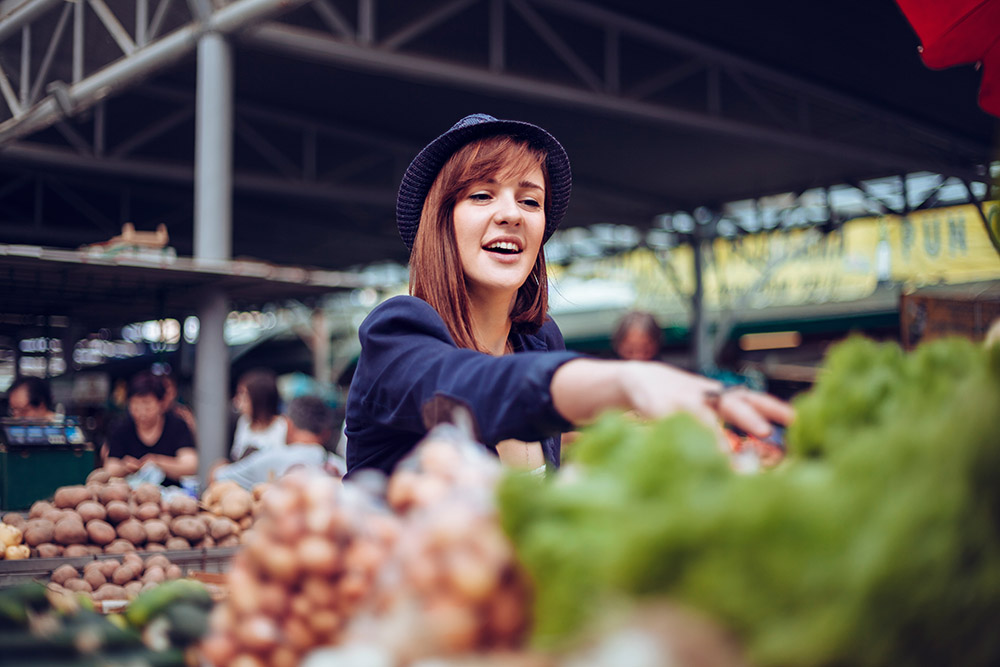 young woman shopping healthy
