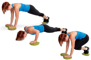Plate Slide Push-Up Knee Tucks