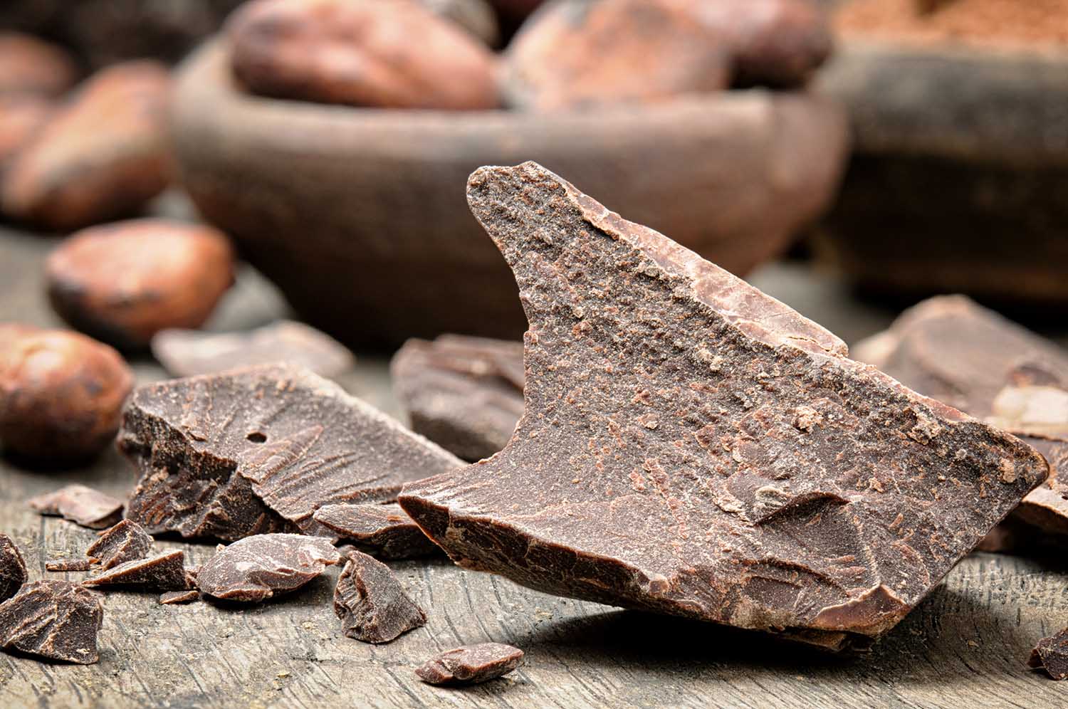 Crushed dark chocolate with cocoa beans