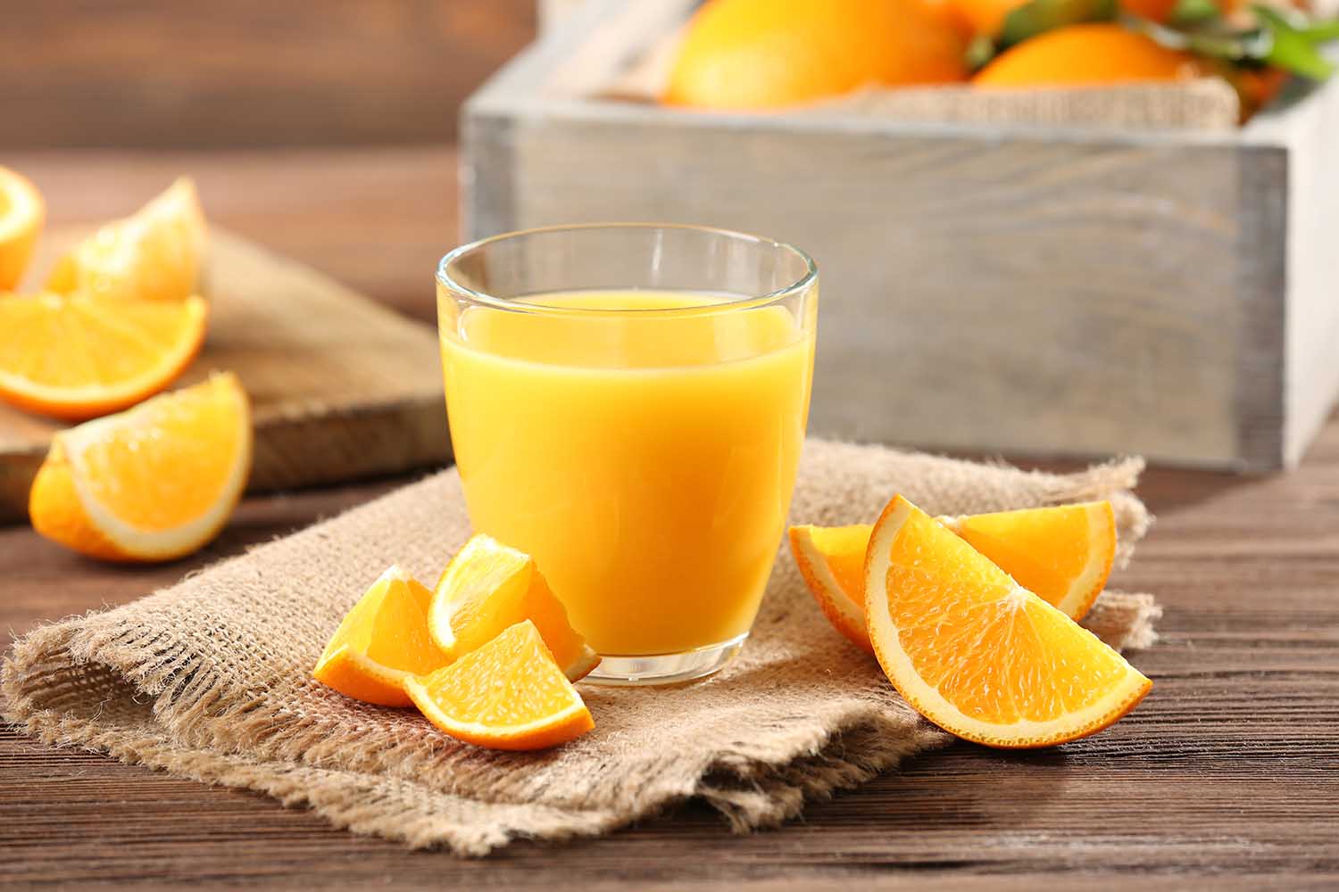 Orange juice on table close-up