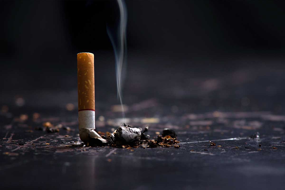 World No Tobacco Day Concept Stop Smoking.tobacco cigarette butt on the floor