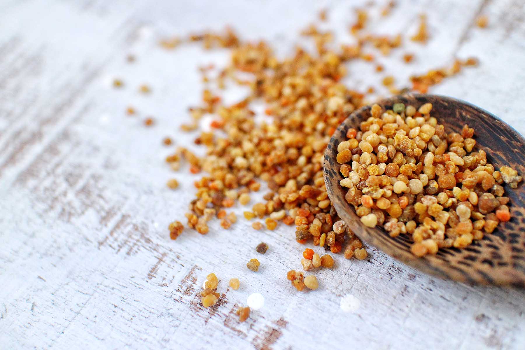 Closeup Bee Pollen on white background