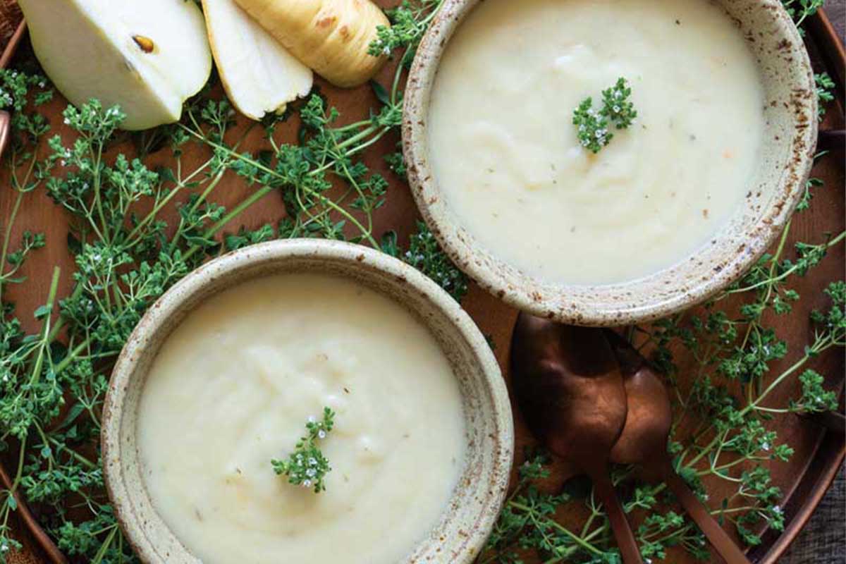 Potato parsnip pear soup